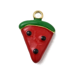 Арбуз 304 нержавеющей стальной эмали подвески, фруктовые прелести, ионное покрытие (ip), реальный 18 k позолоченный, арбуз, 15x10x3.5 мм, отверстие : 1.6 мм