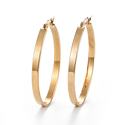 Золотой Серьги из 304 нержавеющей стали, гипоаллергенные серьги, золотые, 51x33x4 мм , штифт: 0.7x1 мм