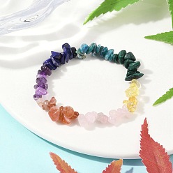 Смешанные камни Браслеты из натуральных смешанных драгоценных камней чакра для женщин, с корейскими эластичная нить кристаллов, внутренний диаметр: 1-3/4 дюйм (4.35 см)