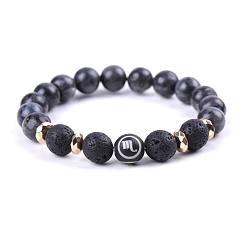 Скорпион Эластичные браслеты из натурального вулканического камня, браслет созвездие, Скорпион, внутренний диаметр: 2-3/8 дюйм (6 см)