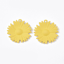 Gold Spray Painted Iron Pendants, Flower, Gold, 33.5x33x4mm, Hole: 3x2mm
