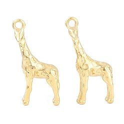 Real 14K Gold Plated 304 Stainless Steel Pendants, Hammered Giraffe Charms, Real 14K Gold Plated, 23.5x11.5x5mm, Hole: 1.6mm