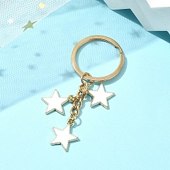 Белый Брелок со звездным сплавом и эмалью, с железной фурнитурой, звезда, белые, 7 см