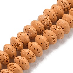 Оранжевый Синтетические бусины из лавы, окрашенные, рондель, блюдце бусины, оранжевые, 8x5 мм, отверстие : 1.8 мм, около 73 шт / нитка, 14.57'' (37 см)