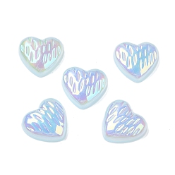 Light Sky Blue UV Plating Acrylic Cabochons, Iridescent, Heart, Light Sky Blue, 11.5~12x12~12.5x4mm