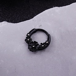 Цветок 316l Кольца для носа из нержавеющей стали с микропаве из кубического циркония, цветок, внутренний диаметр: 10 мм, штифты : 1.2 мм