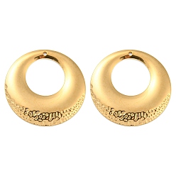 Golden 304 Stainless Steel Pendants, Flat Round Charm, Golden, 32x2.5mm, Hole: 1.4mm