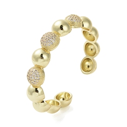 Настоящее золото 16K Латунный браслет из микро-паве кубического циркония, открытый браслет для женщин, круглые, реальный 16 k позолоченный, внутренний диаметр: 2-1/4x1-7/8 дюйм (5.65x4.75 см)