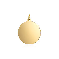 Golden 201 Stainless Steel Pendants, Flat Round, Stamping Blank Tag, Golden, 16.5x14x1mm, Hole: 3.5mm