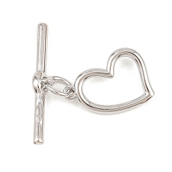 Платина Застежки-тоглы в форме сердца из латуни, без кадмия и без свинца, долговечный, платина, 4.5~11.5x16.5~25.5x1.5~4 мм, отверстие : 1.2~1.4 мм