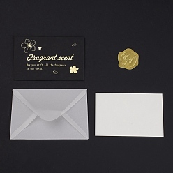 Flower Paper Thank You Greeting Cards with Envelopes and Paperboard, Rectangle, Flower Pattern, Greeting Card: 80x124x1mm, Envelop: 87x132x0.2mm, Paperboard: 75x118x0.1mm