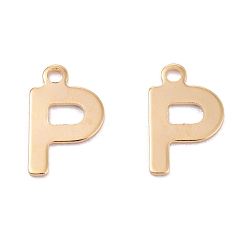 Letter P 201 прелести нержавеющей стали, алфавит, реальный 18 k позолоченный, letter.p, 12x7.3x0.6 мм, отверстие : 1.4 мм