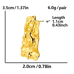 Настоящее золото 18K 304 серьги-гвоздики из нержавеющей стали с уникальной текстурой, женские украшения, реальный 18 k позолоченный, 35x20 мм