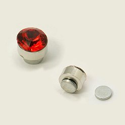 Светло-сиамский Из нержавеющей стали магнитные уха шпильки с горный хрусталь, плоско-круглые, Light Siam, диаметром около 6 мм , толщиной 6 мм , 12 пар / доски