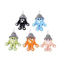 (52) Непрозрачная лаванда Подвески лэмпворк ручной работы, прелести осьминога, разноцветные, 43~47.5x30.5~33.5x9.5~12 мм, отверстие : 3.5~4.5 мм
