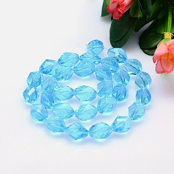 Cornflower Blue Faceted Polyhedron Imitation Austrian Crystal Bead Strands, Grade AAA, Cornflower Blue, 13x10mm, Hole: 0.9~1mm, about 30pcs/strand, 15.7 inch