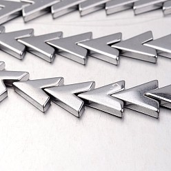 с Покрытием Серебра Гальванизировать немагнитных синтетический гематит нитей бисера, Буква V, со серебряным покрытием, 16x17x3 мм, отверстие : 1 мм, около 35 шт / нитка, 15.7 дюйм