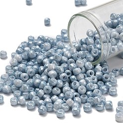 (1205) Opaque Cream Denim Marbled Тохо 6/0 круглые бусины, японский бисер, (1205) непрозрачный кремовый деним под мрамор, 4 мм, отверстие : 1.5 мм, Около 840 шт / 50 г