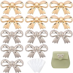 Платиновый & Золотой 12шт. 2 цвета бантик, декоративные пряжки из сплава, с железной шайбой, для декора сумки, платиной и золотом, 26x45x7 мм, 6 шт / цвет