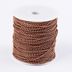 Red Copper Iron Ball Chains, Soldered, Lead Free and Nickel Free, Red Copper Color, with Spool, Bead: about 2mm in diameter, about 328.08 Feet(100m)/roll
