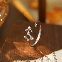 Скорпион 925 Кольца-манжеты из стерлингового серебра с микропаве из прозрачных кубических цирконий, платина, Скорпион, внутренний диаметр: регулируемый