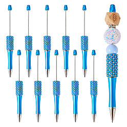 Verdeck blau Kugelschreiber aus Kunststoff, perlenstift, mit Strass, für diy personalisierten Stift mit Schmuckperle, Verdeck blau, 150x15 mm