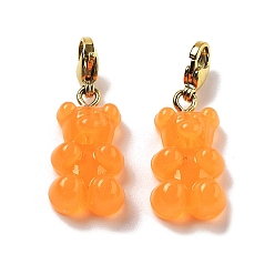 Темно-Оранжевый Подвесные украшения из смолы в виде медведя, 304 украшения из нержавеющей стали с застежкой-клешней в виде лобстера, ионное покрытие (ip), реальный 14 k позолоченный, темно-оранжевый, 30.5 мм