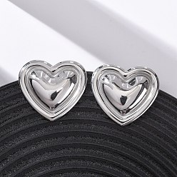 Нержавеющая Сталь Цвет 304 из нержавеющей стали серьги, сердце, цвет нержавеющей стали, 26.5x29.5 мм