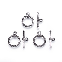 Черный Цвет Металла Застежка тоггл из сплава, кольцо, металлический черный , Кольцо: 22x17.5x3 mm, отверстия: 2 мм, бар: 25.5x8x3 мм, отверстие : 2 мм