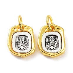 Античный Серебристый & Золотой Латунь прелести, с целью перехода в кольце, без кадмия, без никеля и без свинца, прямоугольник с человеческими чарами, старинное серебро & золотой, 12.5x10x2.5 мм, отверстие : 4 мм