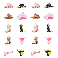 Mixed Shapes 10 шт. 10 стили подвески из сплава и эмали в стиле ковбоя на западе, золотые, разнообразные, 15~35x16~32x1.5~2.5 мм, отверстие : 1.6~1.8 мм, 1 шт / стиль