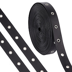 Черный Лента из искусственной кожи с латунными люверсами, покрытыми платиной, аксессуары для одежды, чёрные, 3/4 дюйм (19 мм)