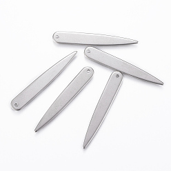 Нержавеющая Сталь Цвет Устойчивые к потускнению 304 подвески из нержавеющей стали, цвет нержавеющей стали, 36.5x5.5x0.8 мм, отверстие : 1.2 мм