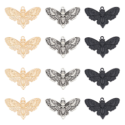 (52) Непрозрачная лаванда 30 шт 3 цвета подвески из сплава, мотылек с черепом, разноцветные, 27x42.5x3 мм, отверстие : 2 мм, 10 шт / цвет