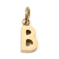 Letter B 304 Edelstahl Reize, Brief Reize, poliert, Ionenbeschichtung (ip), echt 18 k vergoldet, Buchstaben b, 8x4x2 mm, Bohrung: 2.5 mm