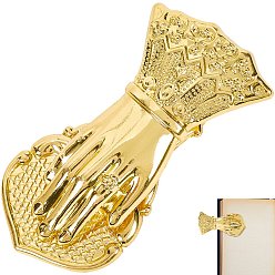 Золотой Зажим для закладки в форме руки из сплава, с бархатными мешками, золотые, 102x50x31.5 мм, отверстие : 4.5 мм