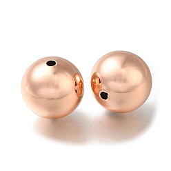 Розовое Золото Стойки обшивки латунные бусины, долговечный, без свинца и без кадмия, круглые, розовое золото , 16 мм, отверстие : 2.2 мм
