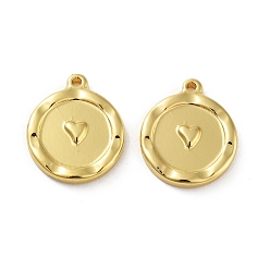 Сердце 304 подвески из нержавеющей стали, плоский круглый шарм, реальный 18 k позолоченный, сердце, 18x15x2.5 мм, отверстие : 1.5 мм