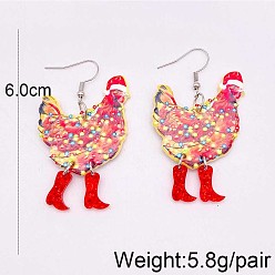 Цыпленок Акриловые серьги-подвески на Хэллоуин, платина, цыпленок, 60 мм