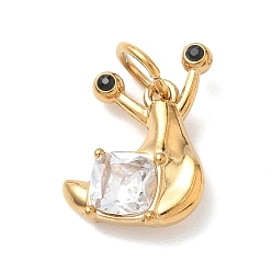 Snail Осень 304 подвески из нержавеющей стали, с кристально горный хрусталь, Подвески из серии "Маленькие животные", золотые, улитка, 16x13x4.5 мм, отверстие : 5 мм