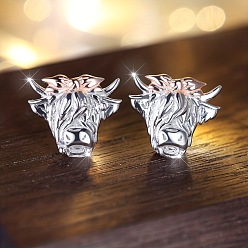Серебро Серьги сплава, поголовье крупного рогатого скота, серебряные, 10x11 мм