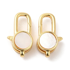 Плоский Круглый Стойки обшивки латунь когтя омара застежками, с оболочкой, без кадмия и без свинца, реальный 18 k позолоченный, долговечный, плоско-круглые, 18x10x5.5 мм, отверстие : 3x1.7 мм
