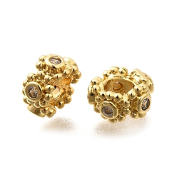 Настоящее золото 18K Латунные микропаве прозрачные кубики из циркония, без кадмия и без свинца, долговечный, стойки покрытие, реальный 18 k позолоченный, 9.5x9.5x5 мм, отверстие : 4.5 мм