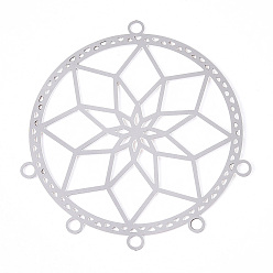 Нержавеющая Сталь Цвет 304 из нержавеющей стали ссылки люстра компонент полые цветок, цвет нержавеющей стали, 45.5x43x0.3 мм, отверстие : 2 мм