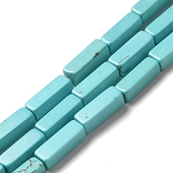 Turquoise Natural Howlite Beads Strands, Dyed, Cuboid, Turquoise, 12x4x4mm, Hole: 1mm, about 32pcs/strand, 15.16 inch(38.5cm)