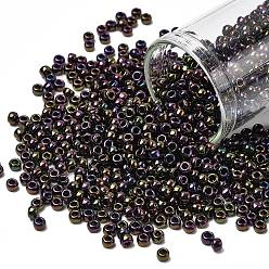 (85) Metallic Iris Purple Тохо 8/0 круглые бусины, японский бисер, (85) пурпурный металлический ирис, 3 мм, отверстие : 1 мм, Около 1110 шт / 50 г