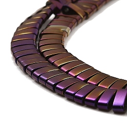 Purple Plated Electroplated Non-magnetic Synthetic Hematite Beads Strands, Rectangle, 2-Hole, Purple Plated, 5x2x2mm, Hole: 0.8mm, about 193pcs/strand, 8.27 inch(21cm)