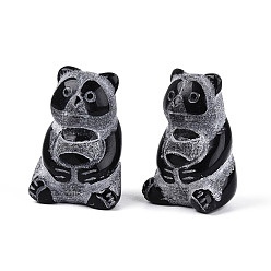 Обсидиан Украшения для панды из натурального обсидиана, фигурка для украшения дома, энергетический камень рейки для исцеления, 39.5~40x27~27.5x21.5~23 мм