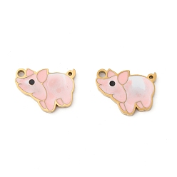 Слон 304 нержавеющей стальной эмали подвески, ионное покрытие (ip), реальный 18 k позолоченный, слон, 13.5x15x1.5 мм, отверстие : 1.6 мм