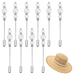 Platine 10pcs broches en laiton, avec perle de verre, platine, 76mm